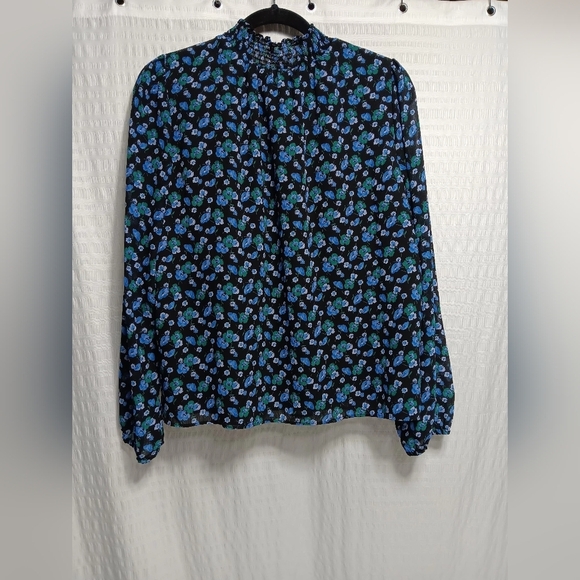 J. CREW FACTORY  Long Sleeve Floral Mockneck Top. Ladies size L - Picture 3 of 10